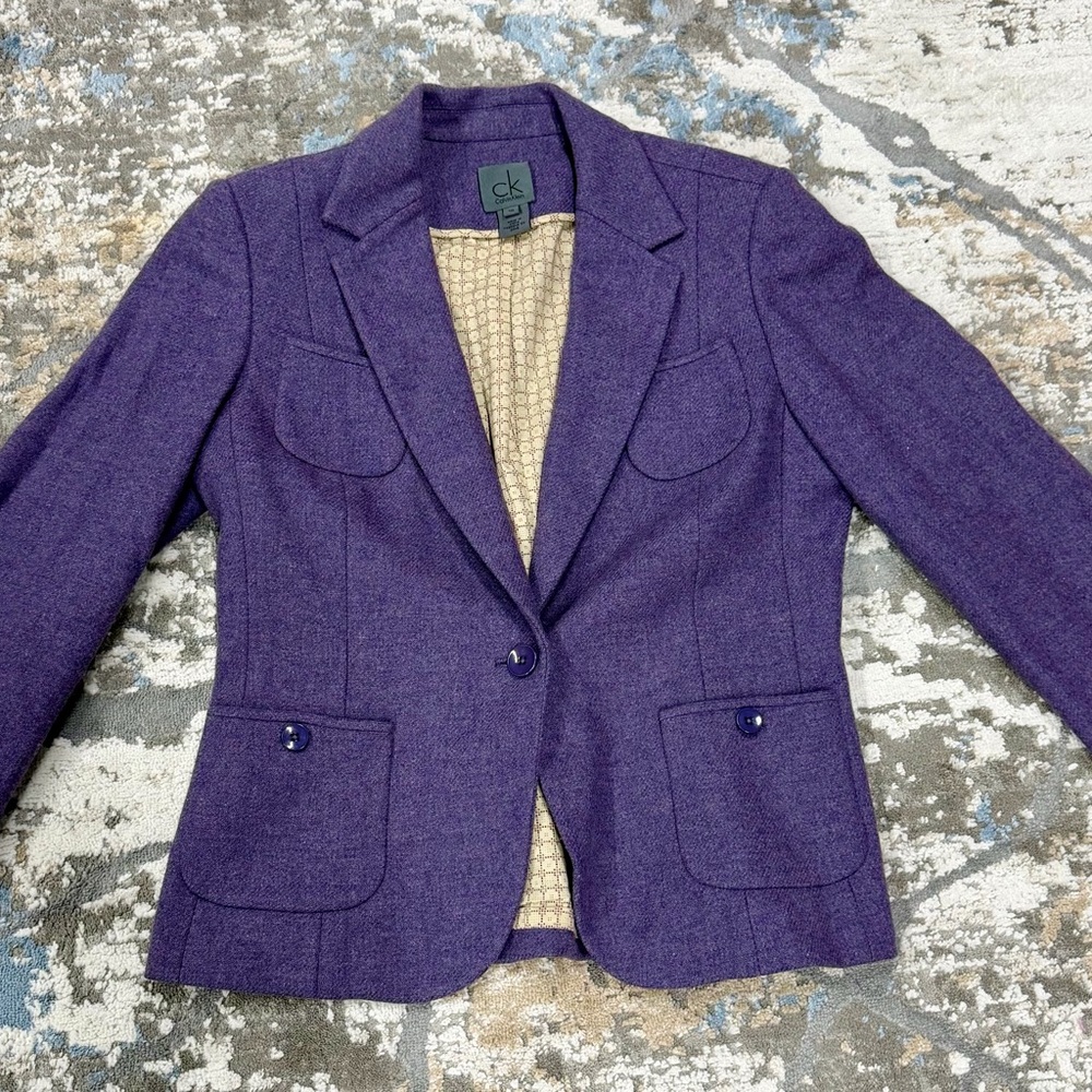 Calvin Klein Women's Purple Wool Blazer - Sz 10